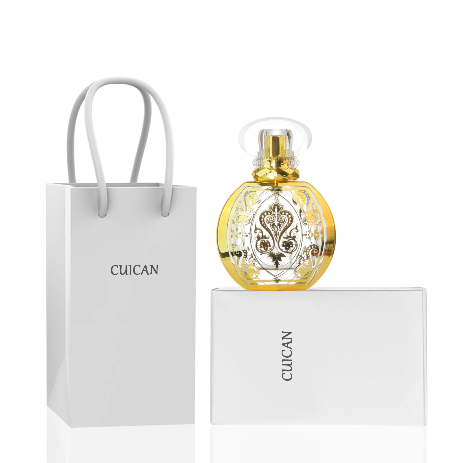 Custom Arabic Gold Glass Perfume Bottles,30ml,50ml,100ml