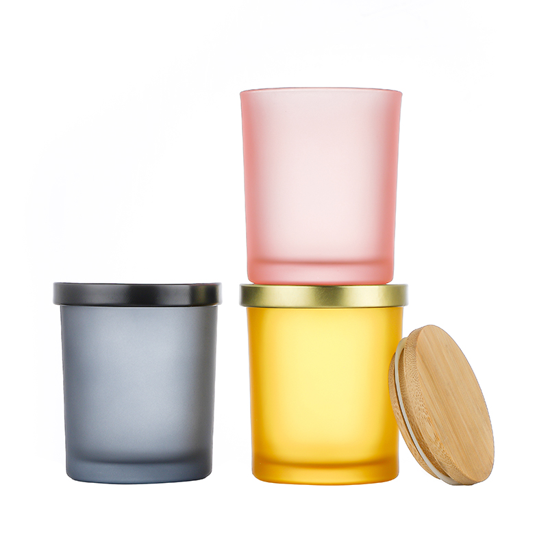 Professional China   Glass Containers With Locking Lids  - Custom Logo Frosted Empty Colorful Container Wide Mouth Glass Candle Jar For Candle Making Cui Can Glass