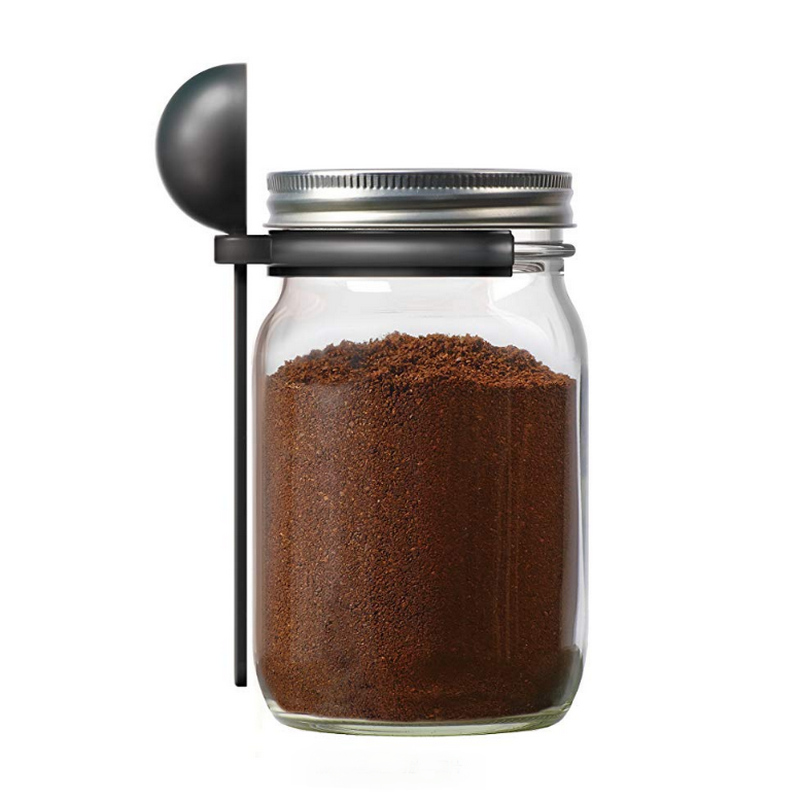 Hot sale Factory  Tea Coffee Sugar Utensils Canisters  - Kitchen Packaging Glass Storage Mason Jar Instant Coffee Jar With Metal Lid And Spoon Cui Can Glass