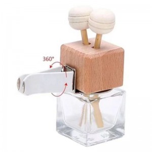 China Wholesale car air fresheners wooden cap square empty aroma car  perfume glass bottle manufacturers and suppliers