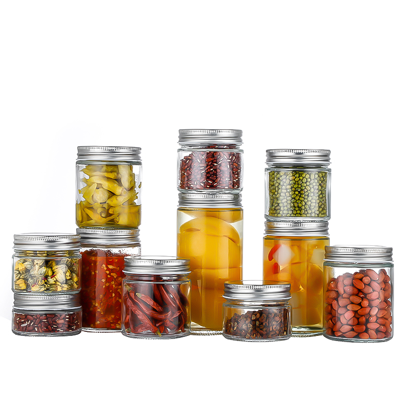 High Quality  Refilling Candle Jars  - 120ml 170ml 180ml 200ml Round Middle Empty Glass Storage Food Honey Candy Containers Glass Jar with Screw Metal Lid Cui Can Glass